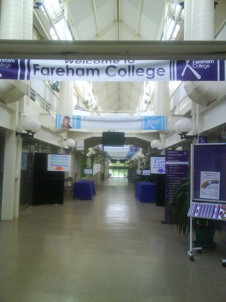 Fareham College on results collection day