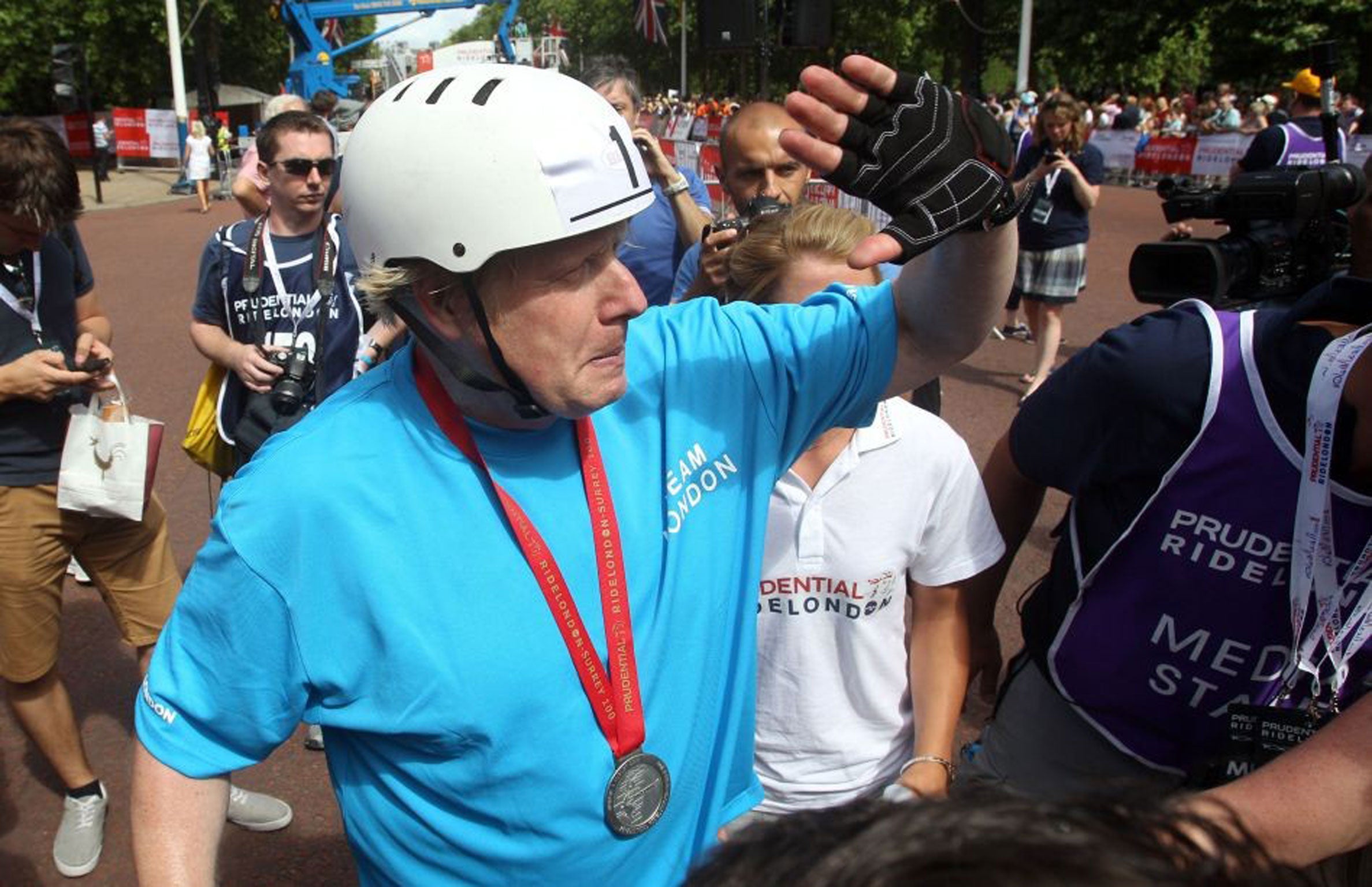 A cyclist accused of hurling abuse at Boris Johnson during the 100-mile RideLondon event yesterday has denied calling the Mayor of London a "fat b*****d" after Mr Johnson wrote a tirade about the incident in a newspaper column.