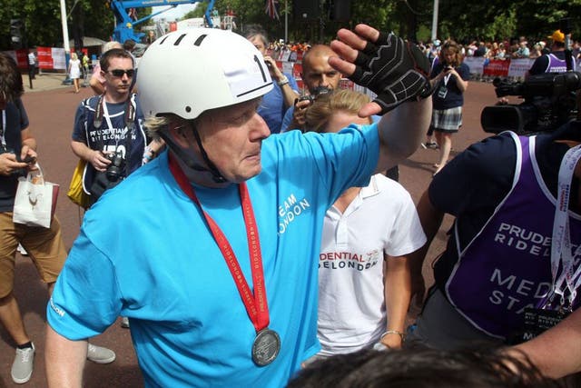 A cyclist accused of hurling abuse at Boris Johnson during the 100-mile RideLondon event yesterday has denied calling the Mayor of London a "fat b*****d" after Mr Johnson wrote a tirade about the incident in a newspaper column.