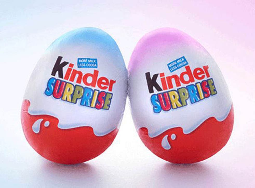 The pink eggs will contain dolls, while the blue eggs will contain toy cars