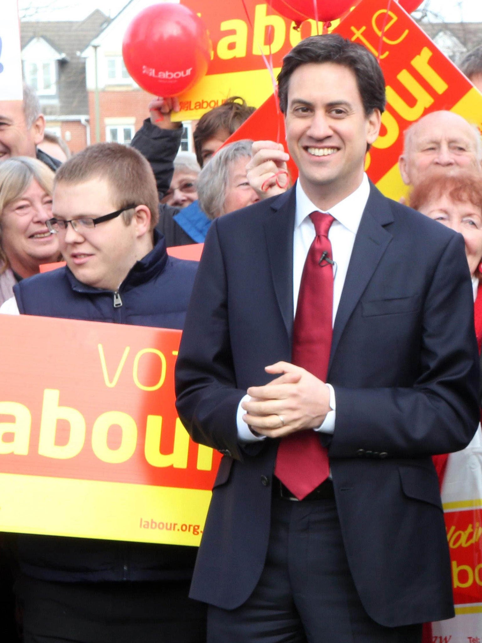 Critics say Mr Miliband, pictured during the disastrous Eastleigh campaign this year is 'hesitant and confused'