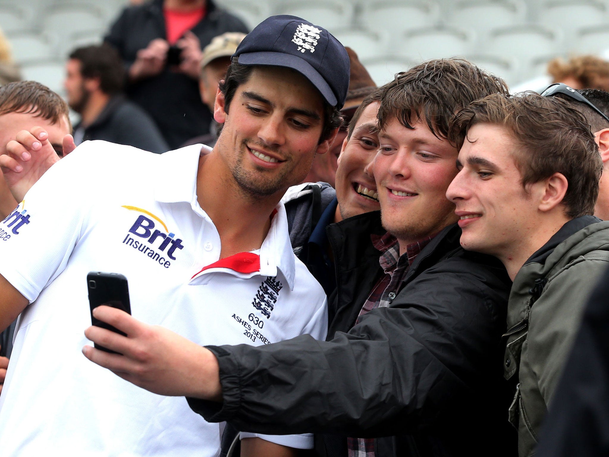 England captain Alastair Cook with fans