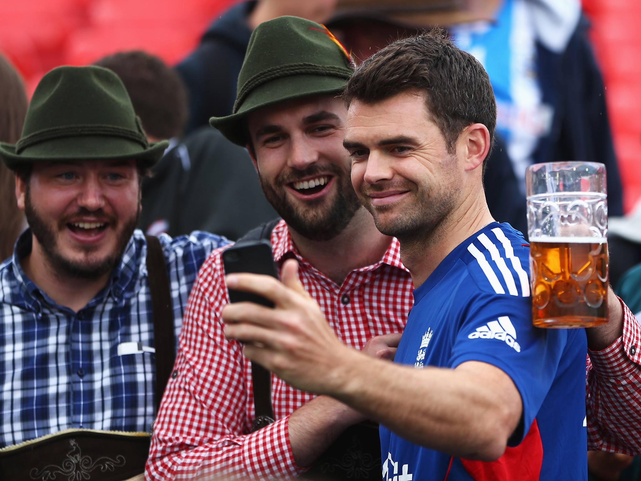James Anderson celebrates after England retain the Ashes