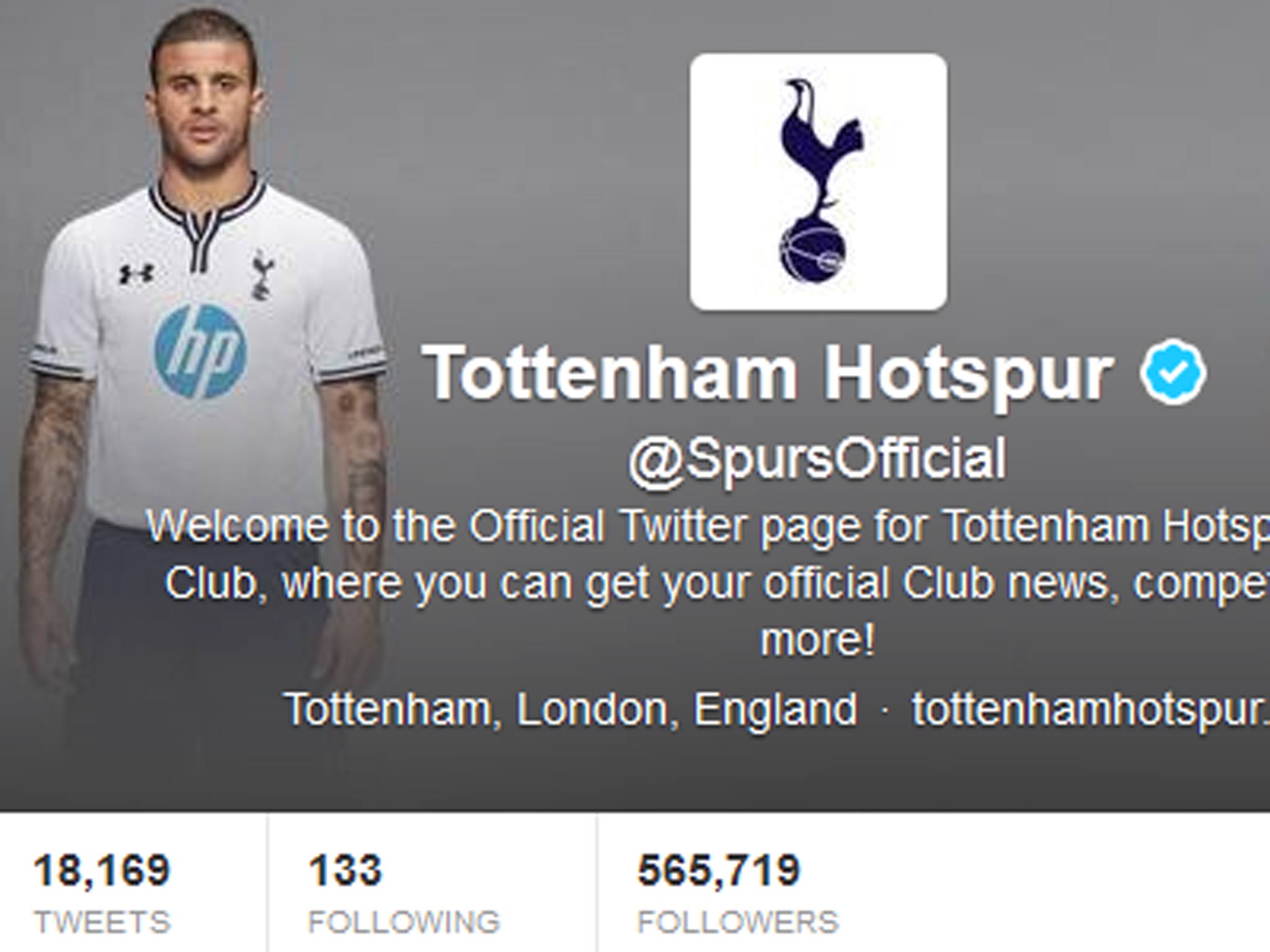 Tottenham's Twitter page
