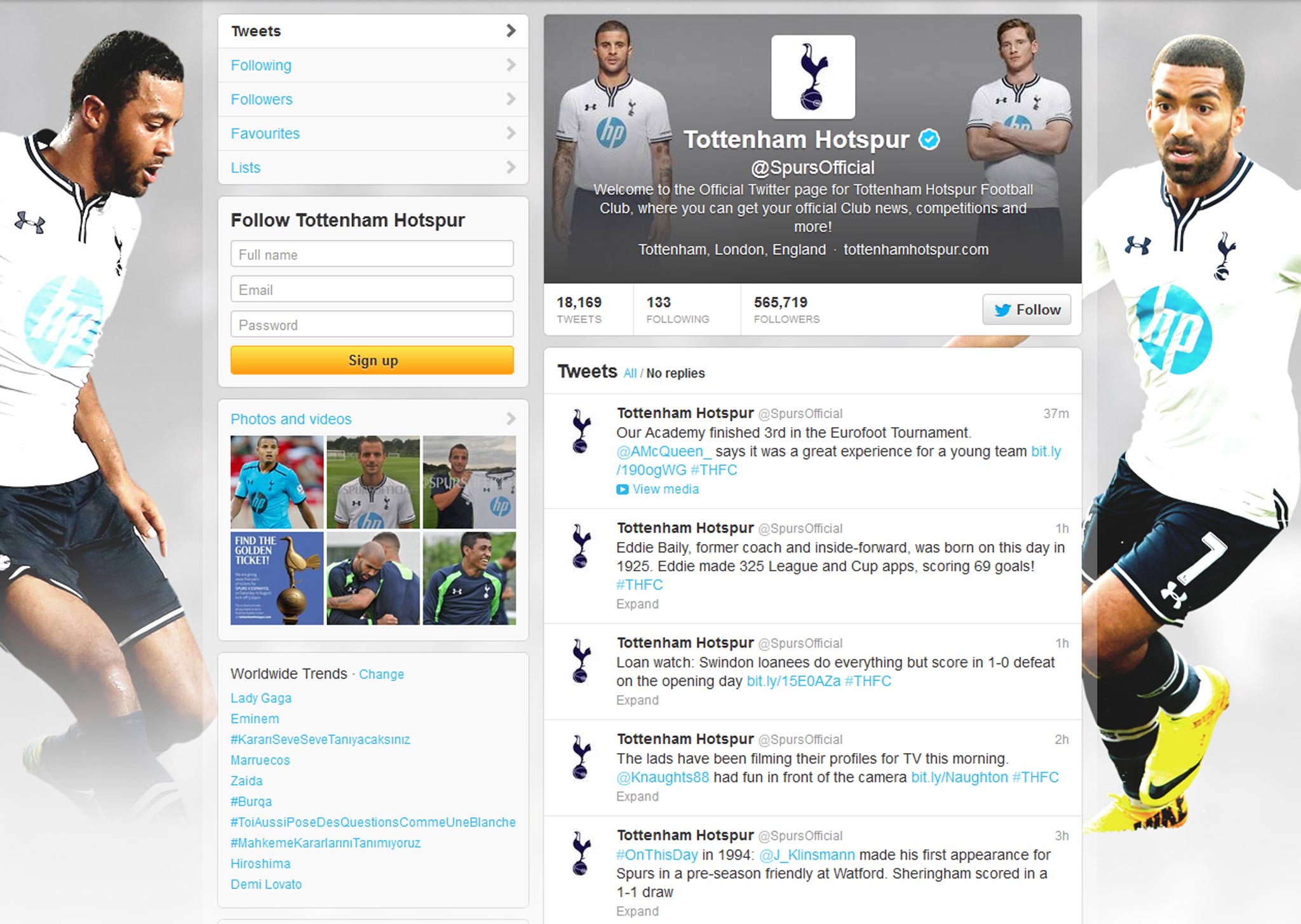 Tottenham's new look Twitter page