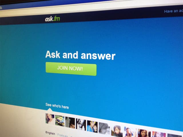 The home page of the website ask.fm