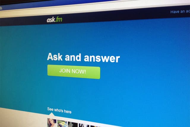The home page of the website ask.fm