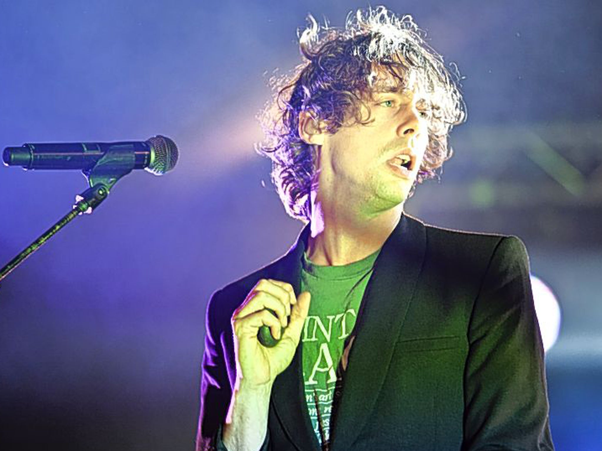 In at the sharp end: Johnny Borrell performs on stage
