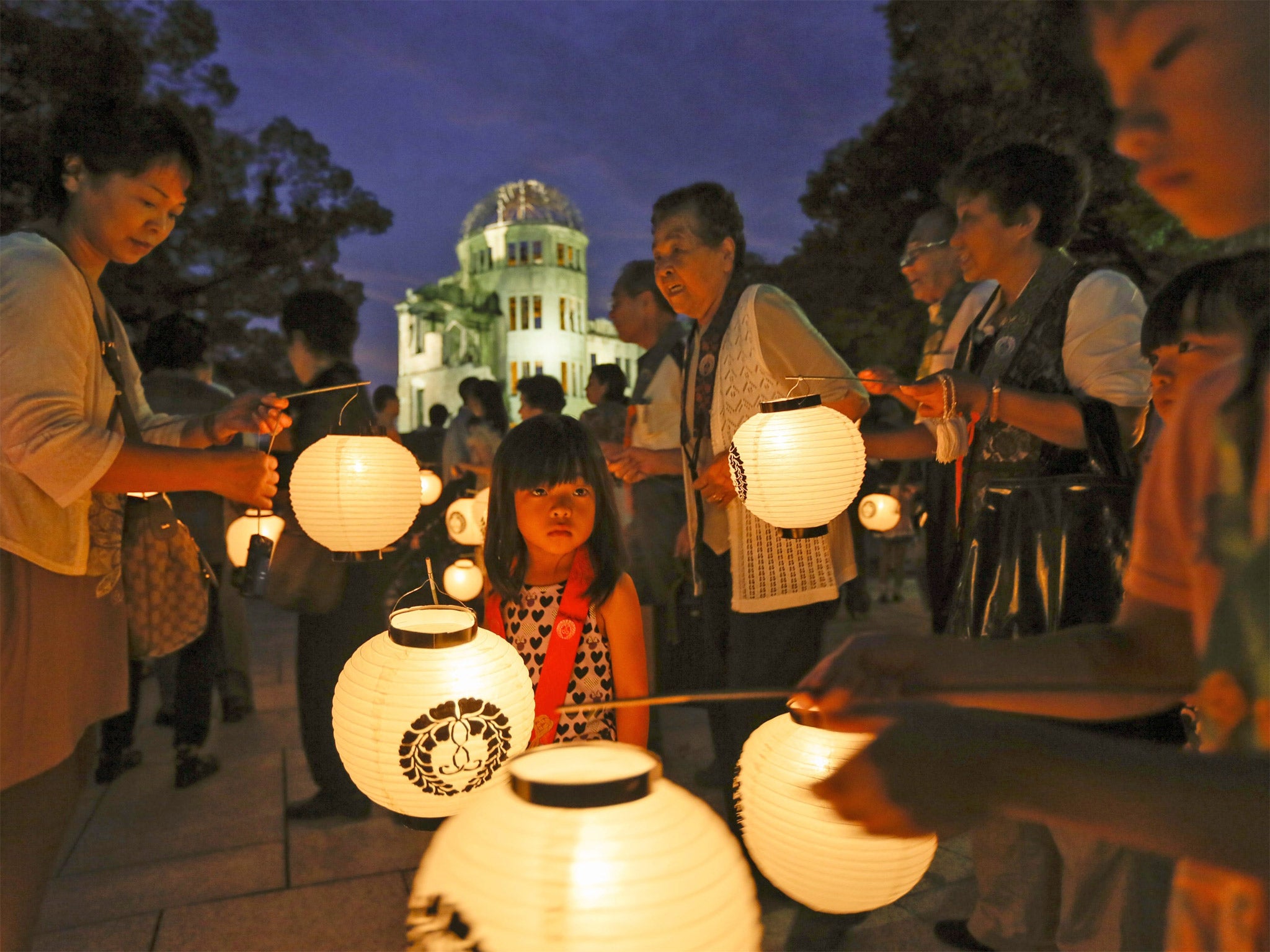 Residents honour those killed in of the world’s first atomic attack by holding hold a lantern parade near Hiroshima’s Atomic Bomb Dome