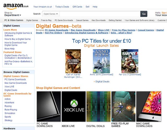 Amazon UK takes on Steam with digital downloads for games