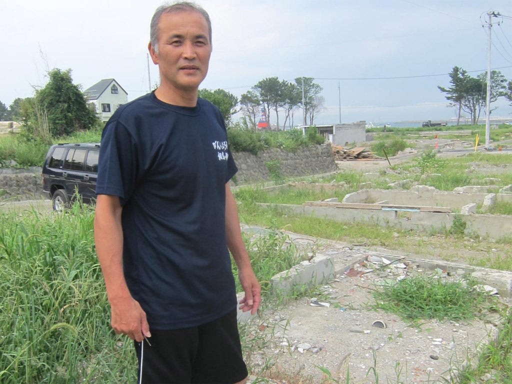 Yoshio Ichida was out fishing when the waves wrecked his home