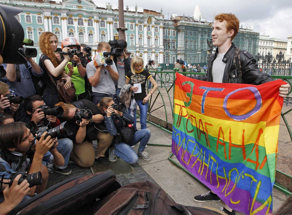 A gay rights activist in St. Petersburg last week