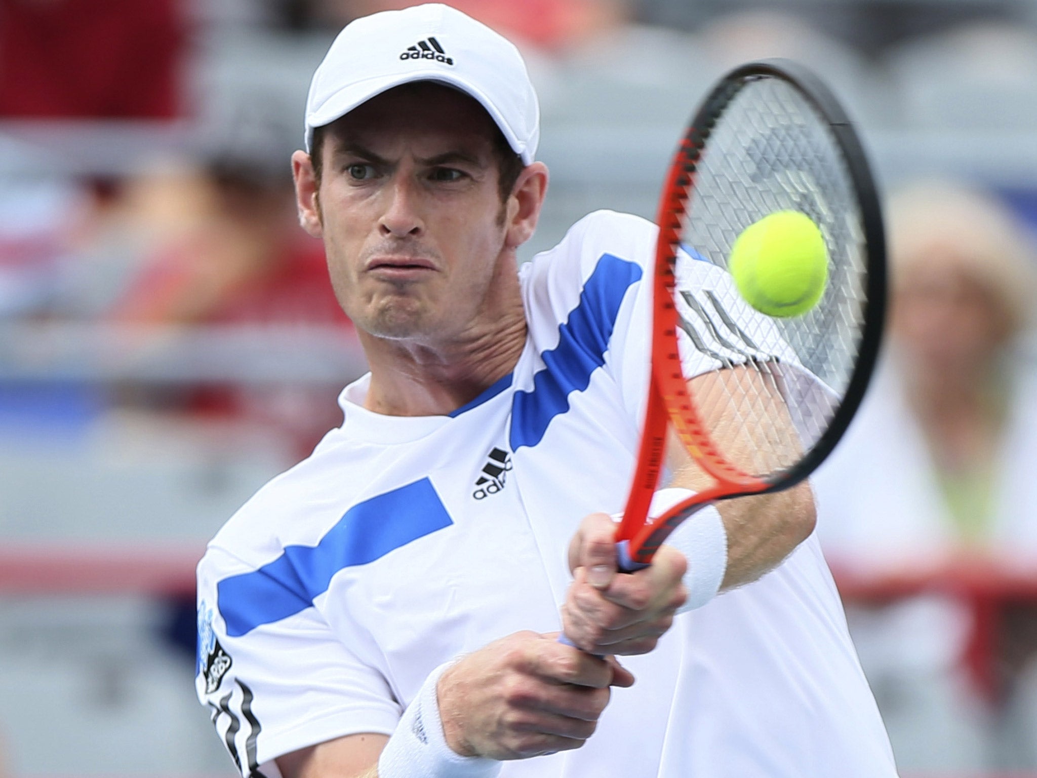 Andy Murray hits a return during Wednesday’s win