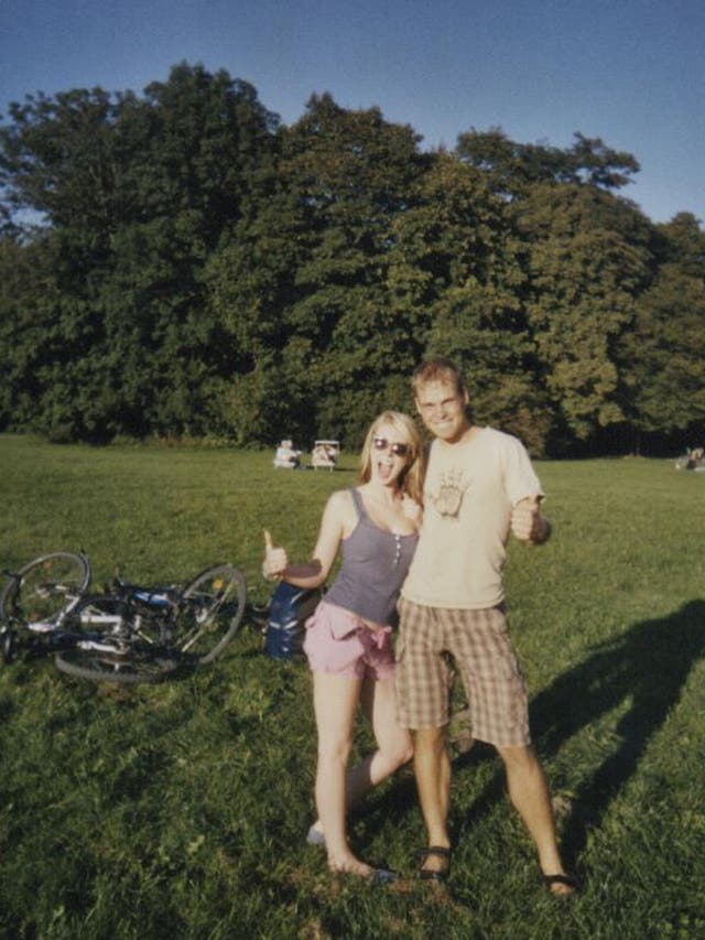 Octavia with Stefan and the brakeless bicycle