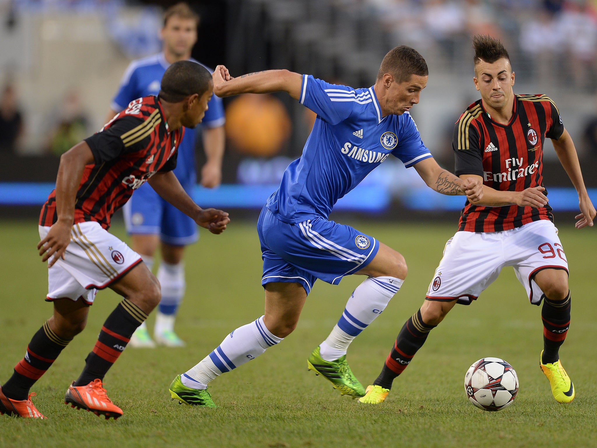 Fernando Torres in action for Chelsea against AC Milan