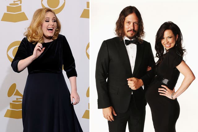 Adele (right) and The Civil Wars (left): The British singer has endorsed the American folk act on her Twitter and their new album is set to hit No 1 in the UK charts