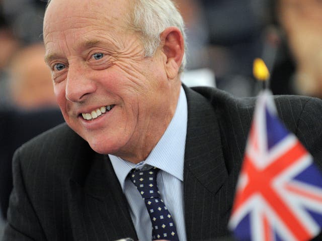 Godfrey Bloom is pictured before his exclusion, at the European Parliament in Strasbourg, eastern France, on November 24, 2010.