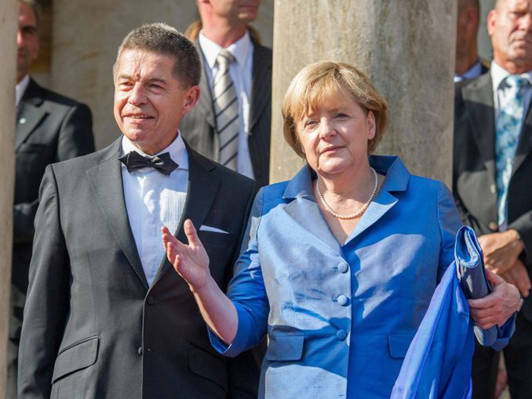 German Chancellor Angela Merkel pictured with her husband Joachim Sauer