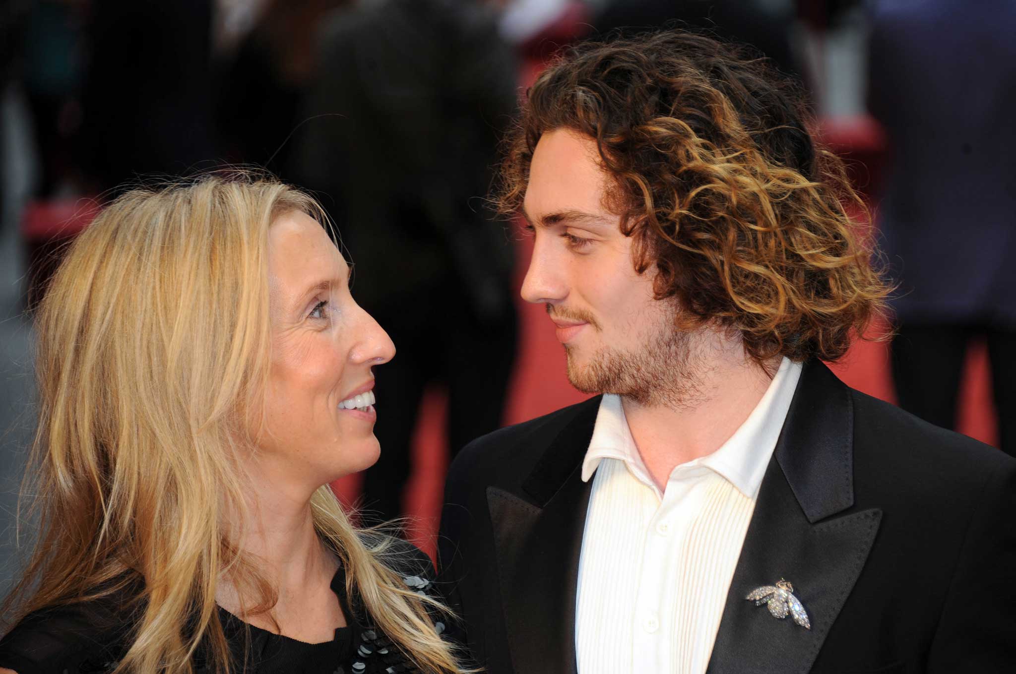 Look of love: Taylor-Johnson with his wife Sam