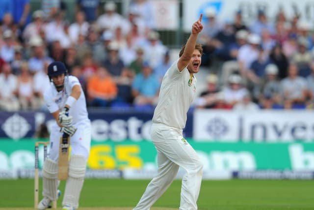 Joe Root was given out after a review showed he edged a Shane Watson delivery