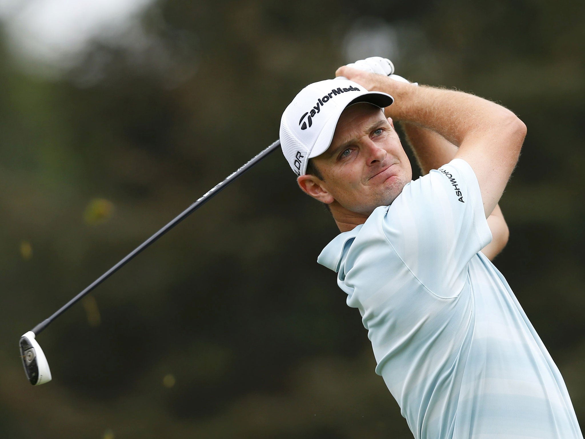 Justin Rose tees off on the seventh hole during the second round