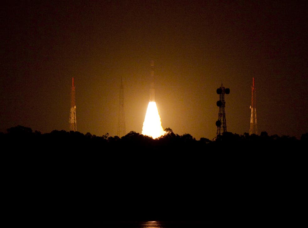 India's Polar Satellite Launch Vehicle (PSLV-C22) is launched from The Satish Dhavan Space Centre Sriharikota. India, the world's fourth largest economy and the biggest recipient of non-humanitarian aid from Britain already has 60 satellites in space