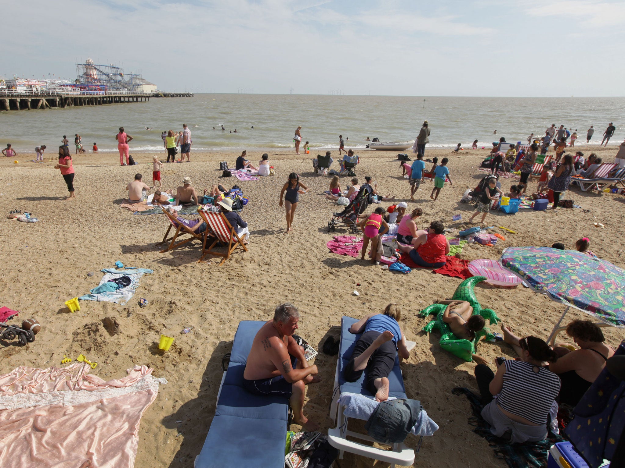 Clacton’s beach still draws the crowds