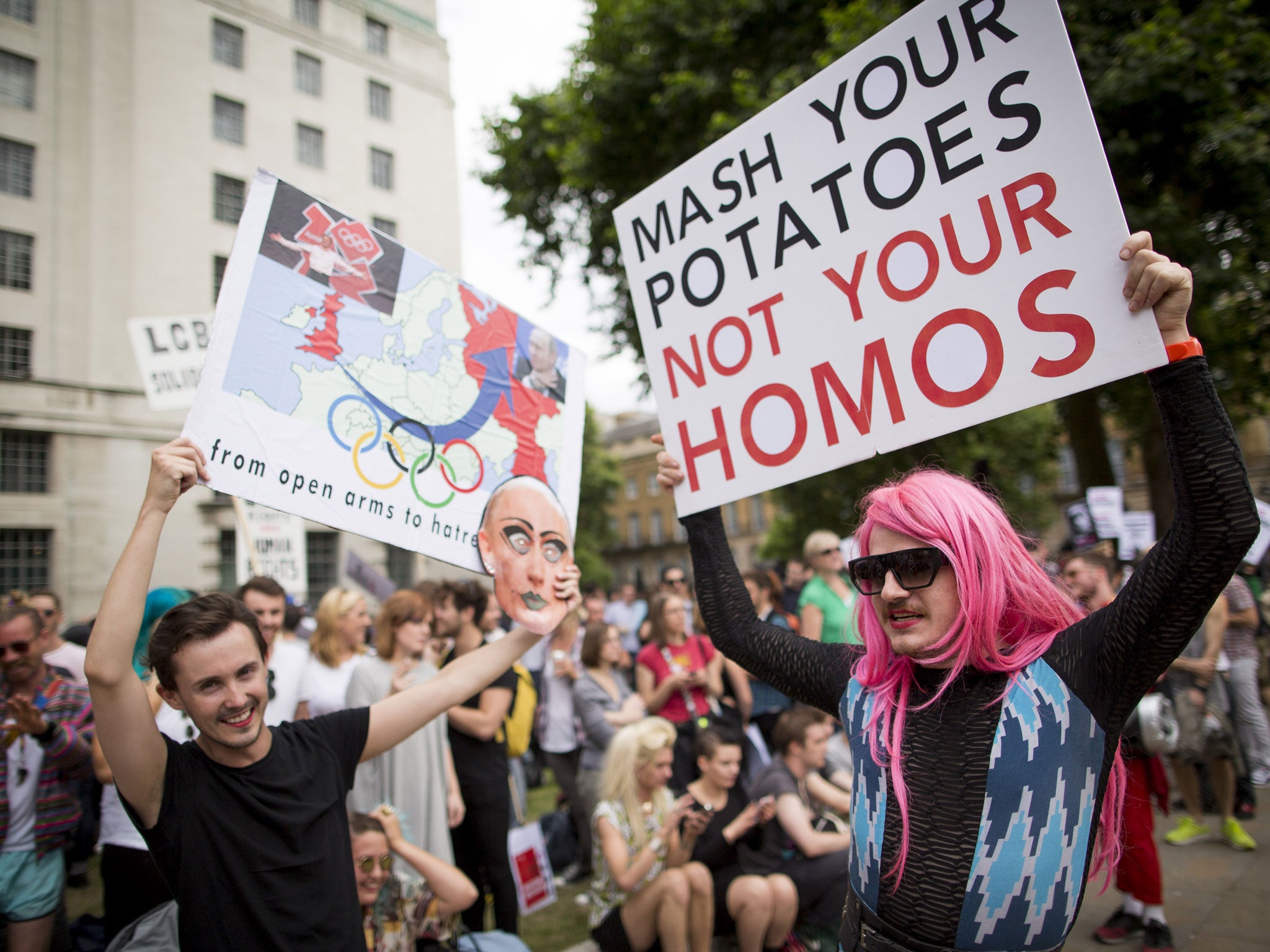 Protesters in London yesterday