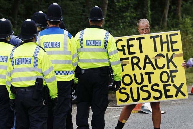 Anti-fracking protests hit headlines during test drilling  in Balcombe in August 2013