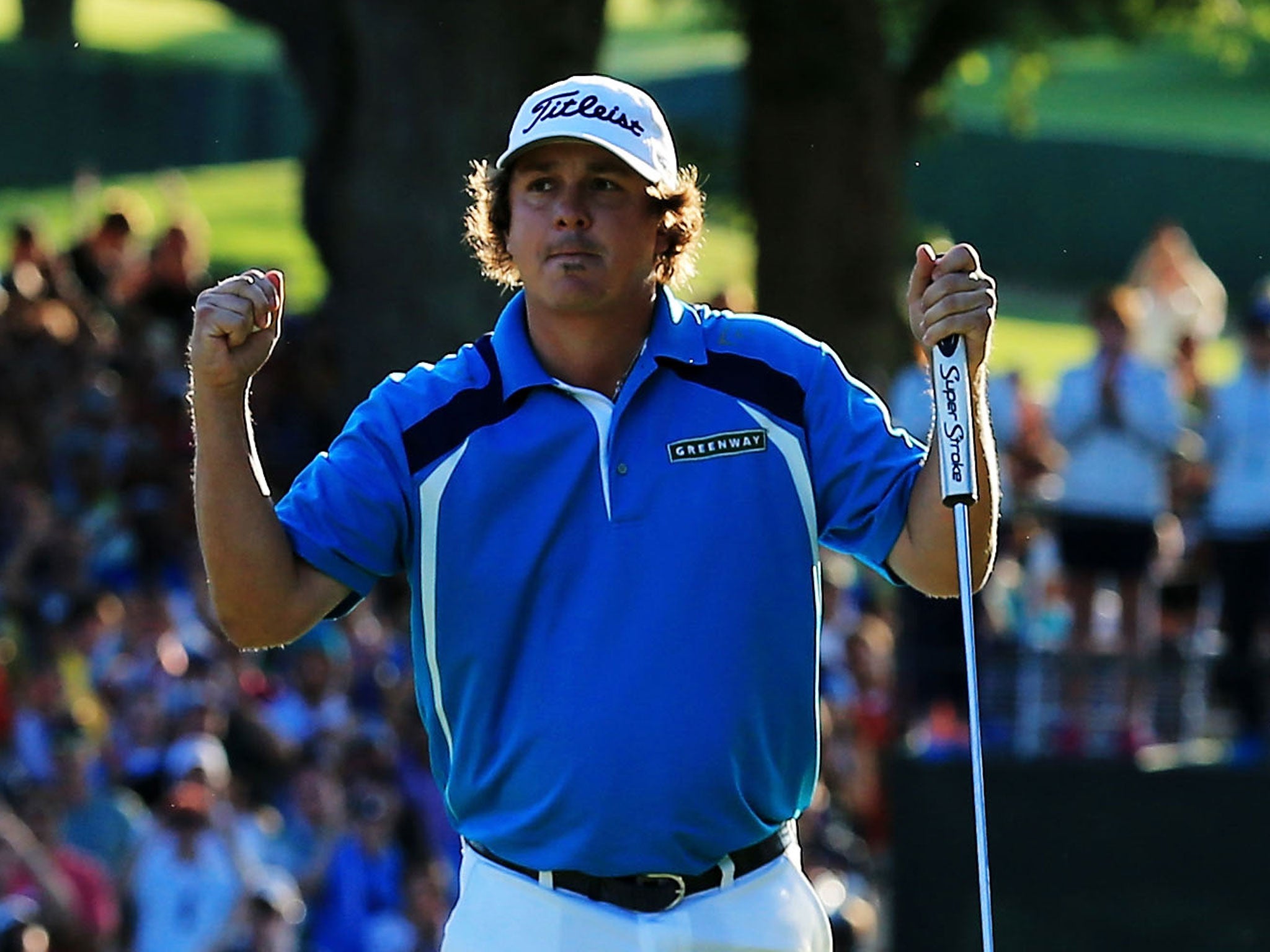 Jason Dufner celebrates winning the US PGA Championship at Oak Hill