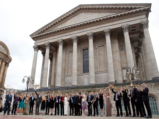 Birmingham Conservatoire Jazz Orchestra outside Town Hall before a gig