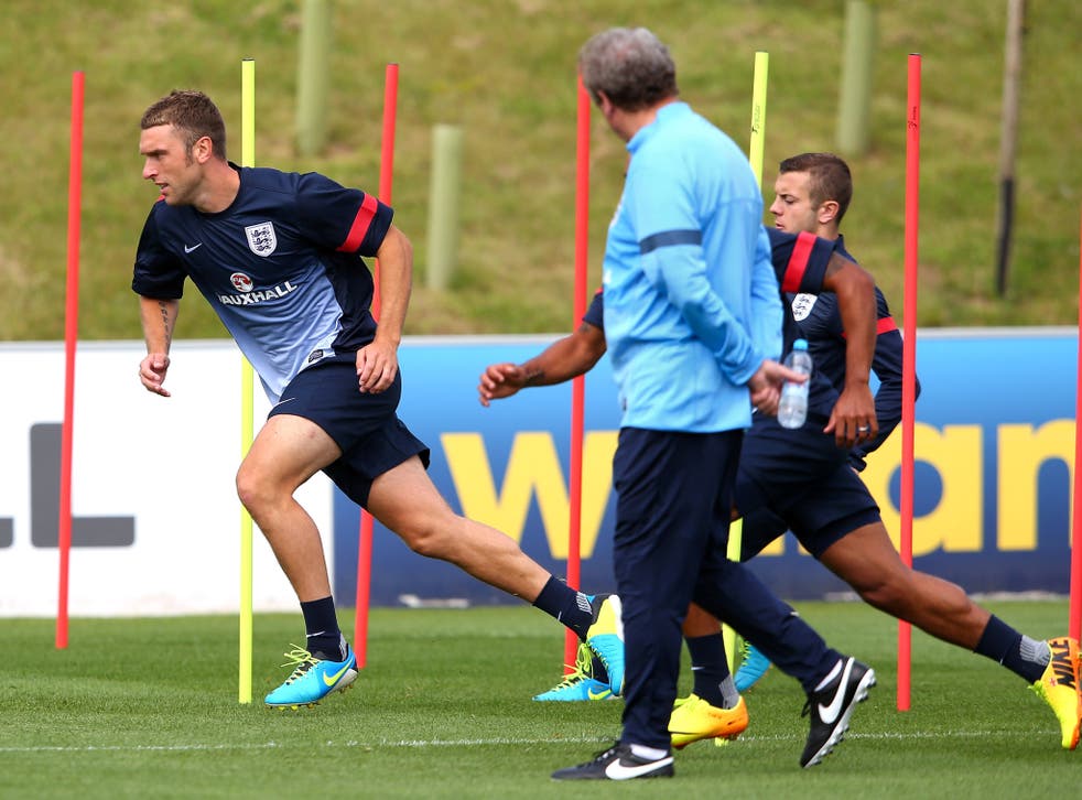 Rickie Lambert was put through his paces in training as he looks for his first England cap