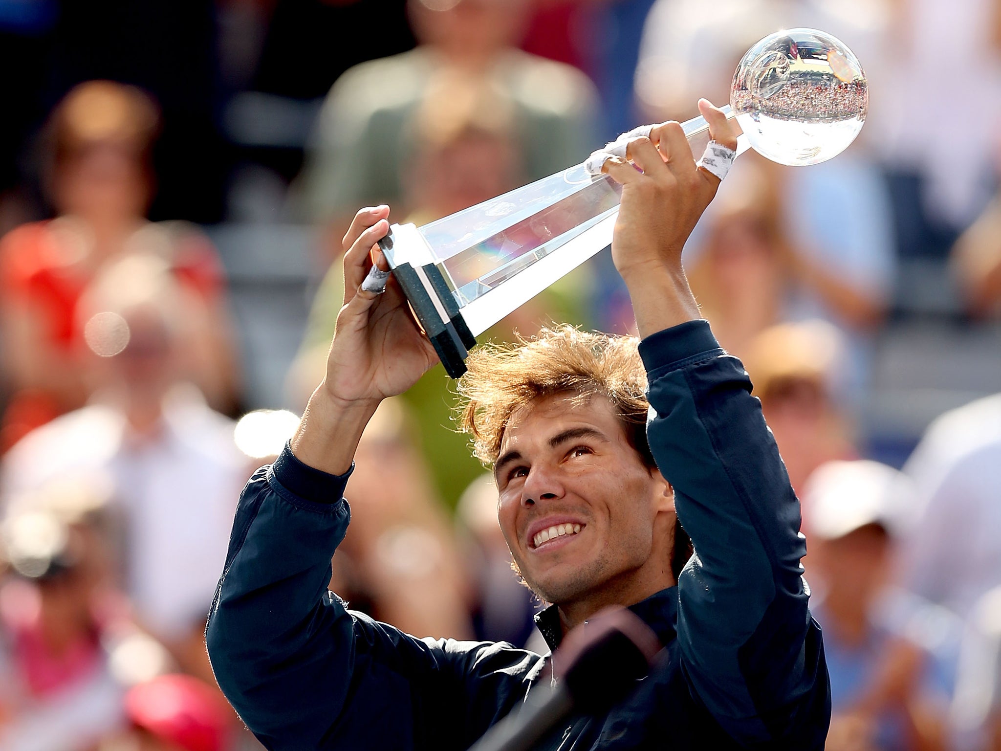 Rafael Nadal celebrates his success at the Montreal Masters