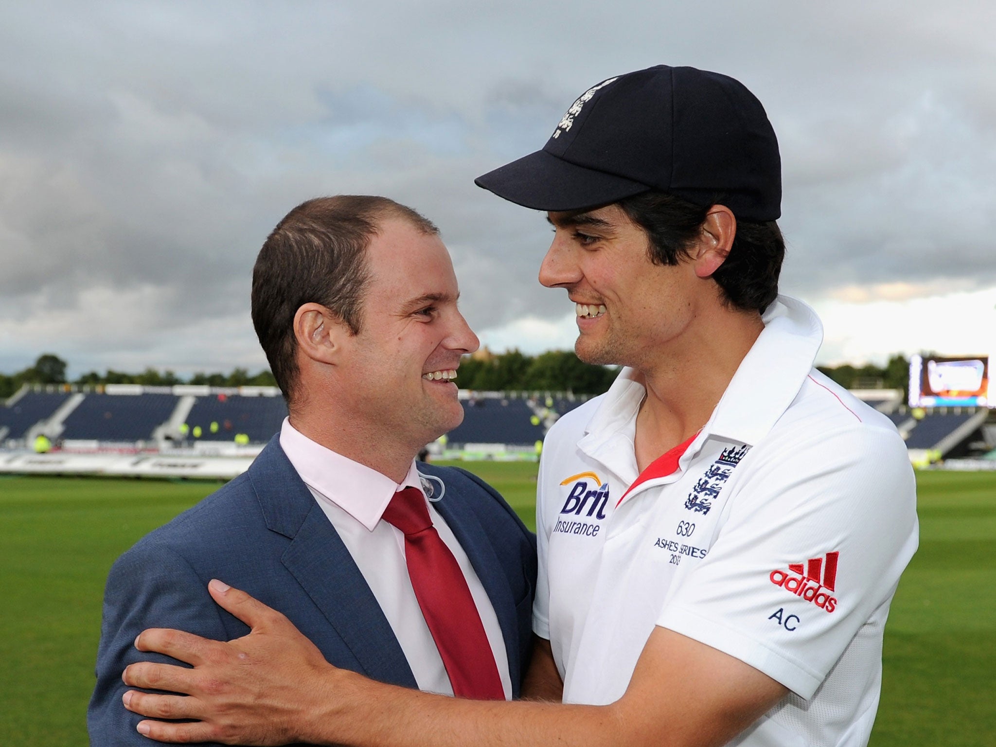 England captain Alastair Cook with former skipper Andrew Strauss