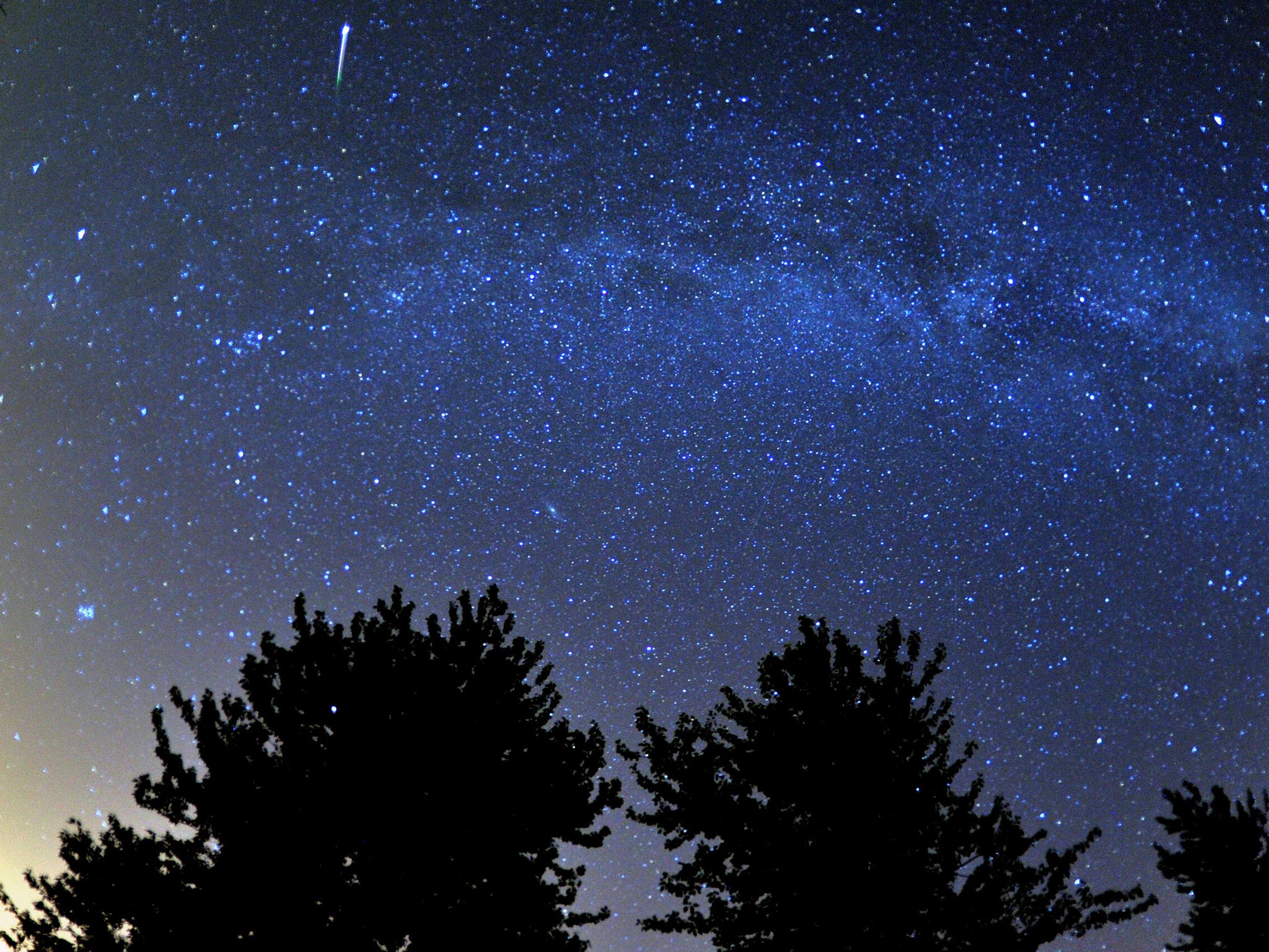 A meteor is seen during the Perseids meteor shower near Cirencester, Gloucestershire