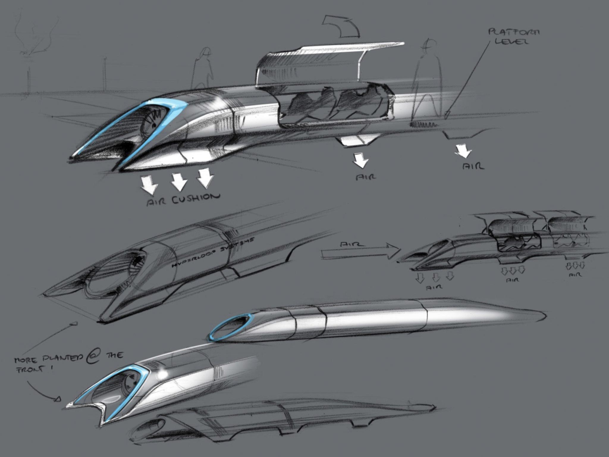 A sketch of Elon Musk's proposed "Hyperloop" transport system