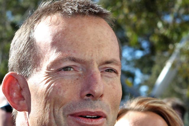 Tony Abbott with his Liberal Party candidate, Fiona Scott