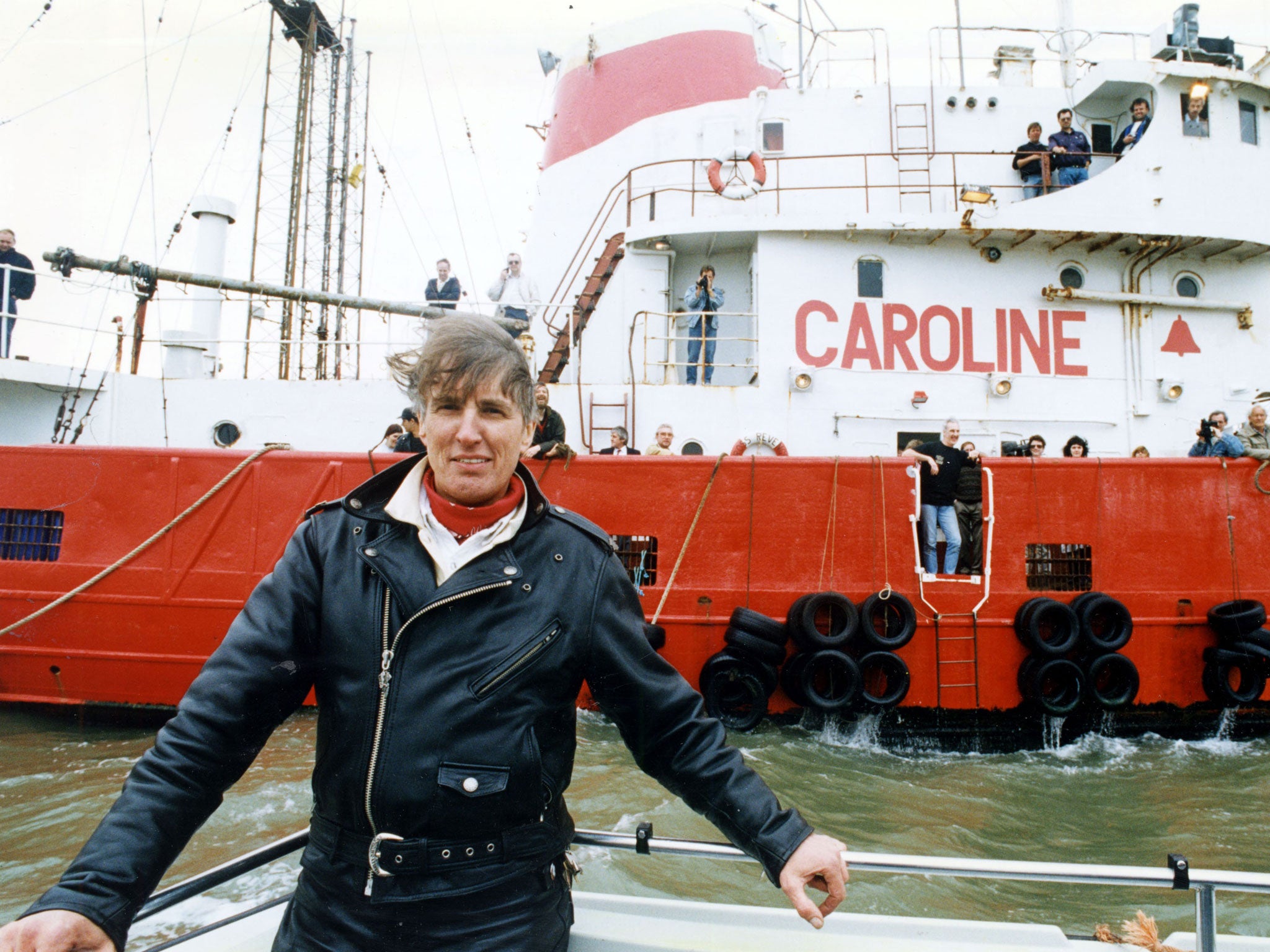 DJ Johnnie Walker, beside the Radio Caroline ship, and Tony Benn as Postmaster General in 1965