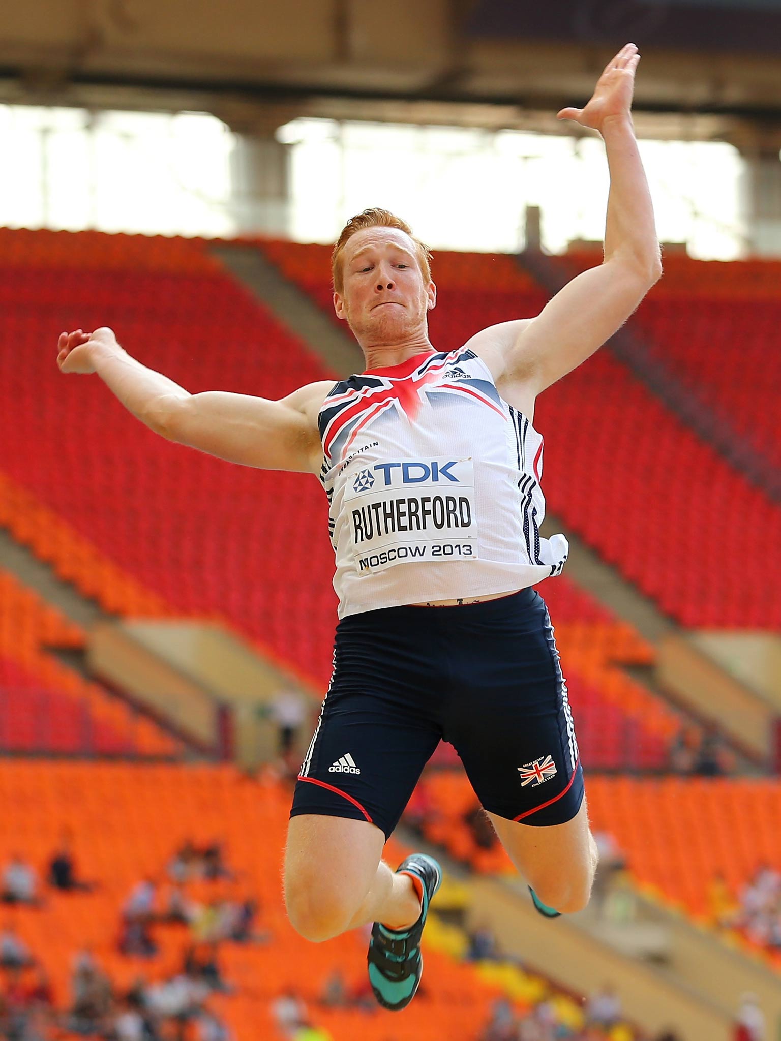 Greg Rutherford in action in Moscow