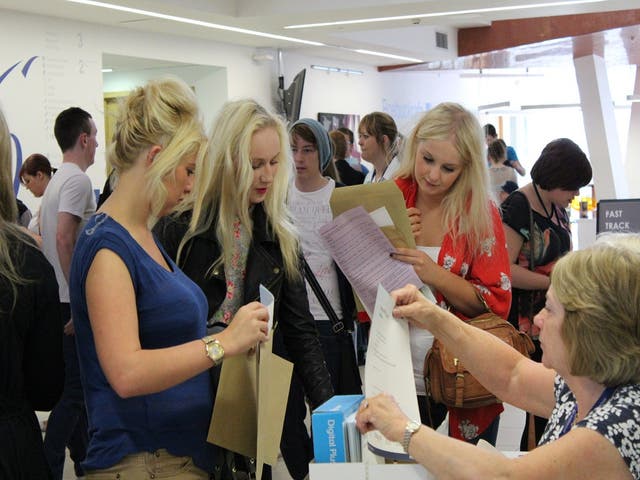 City of Kent college students receiving their A-Level results