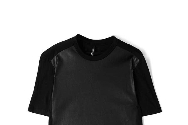 This faux-leather panelled T-shirt by Neil Barrett is something of a modern classic