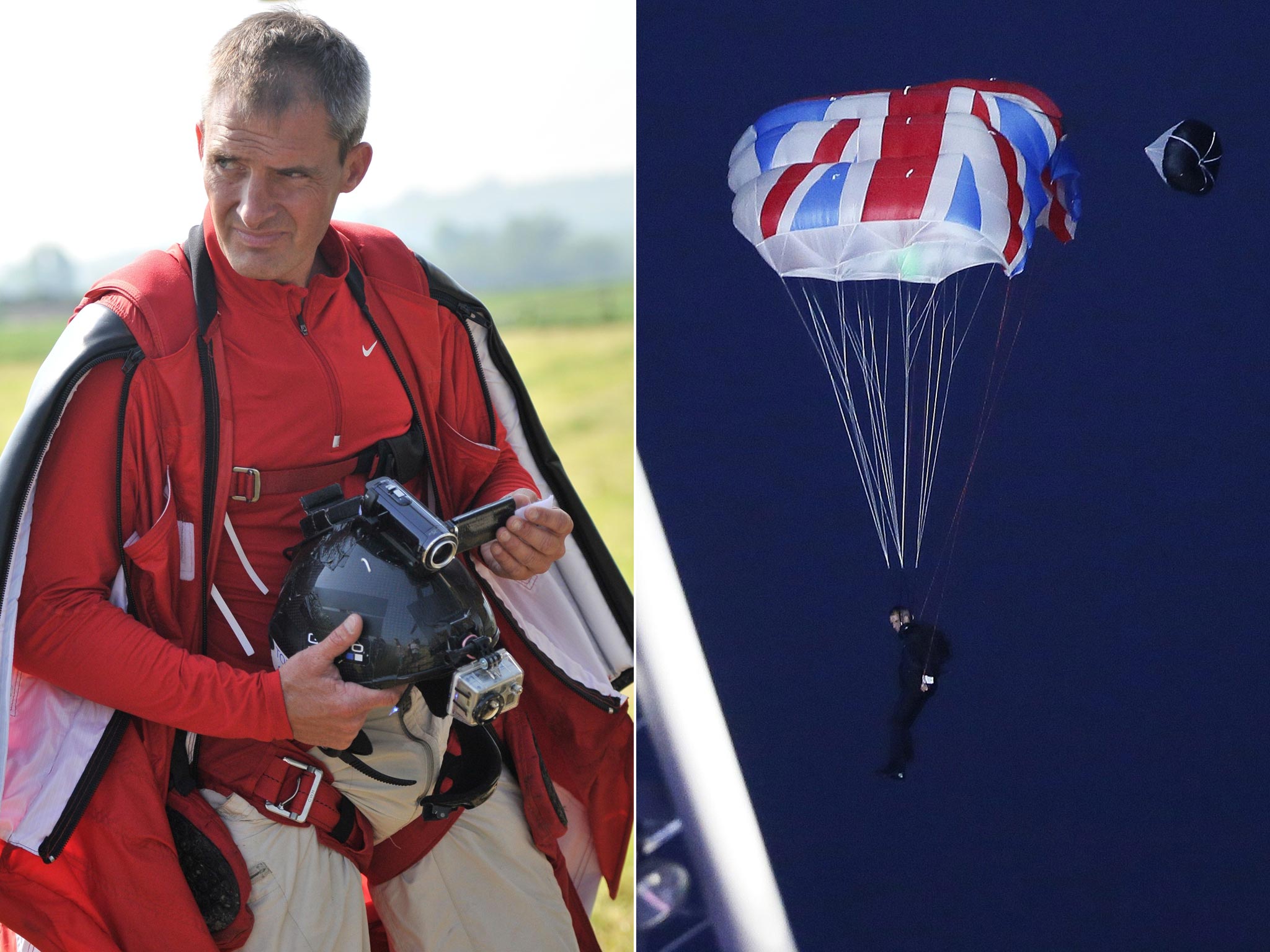 Stuntman Mark Sutton and parachuting at the Olympics opening ceremony