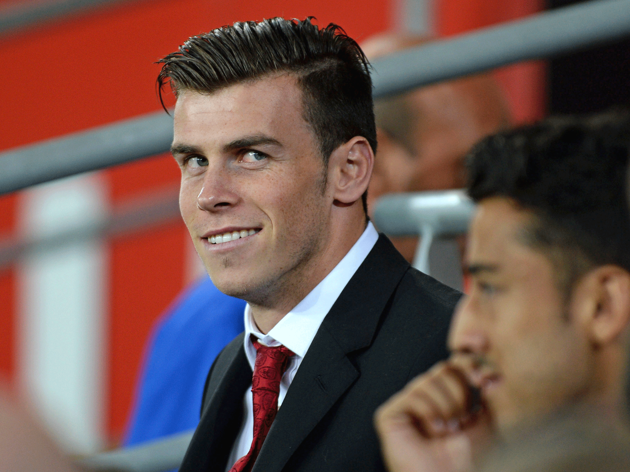 Gareth Bale watches Wales' 0-0 draw with Republic of Ireland last night