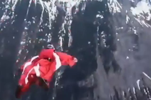 Mark Sutton using a wingsuit in the tribute video on YouTube