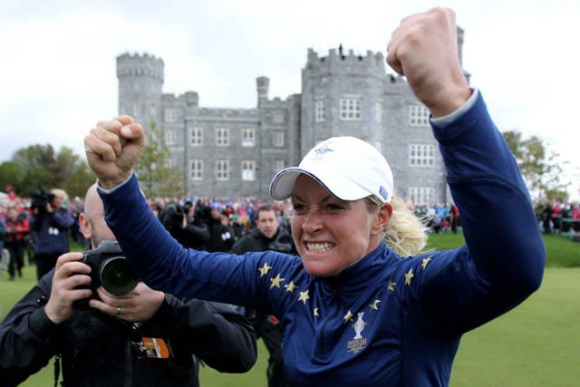 Suzann Pettersen celebrates Europe’s victory at Killeen Castle 