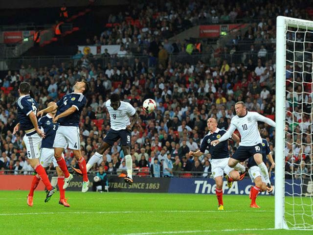 Danny Welbeck heads home at Wembley on Wednesday night