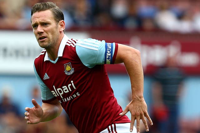 Kevin Nolan will be in action for West Ham against Southampton