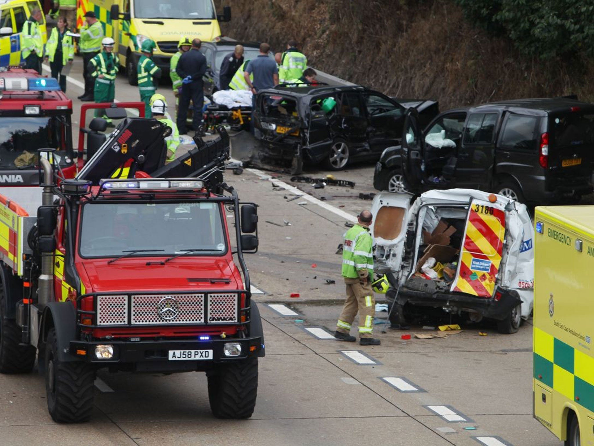 Scene of a road traffic collision on the clockwise section of the M25 Surrey