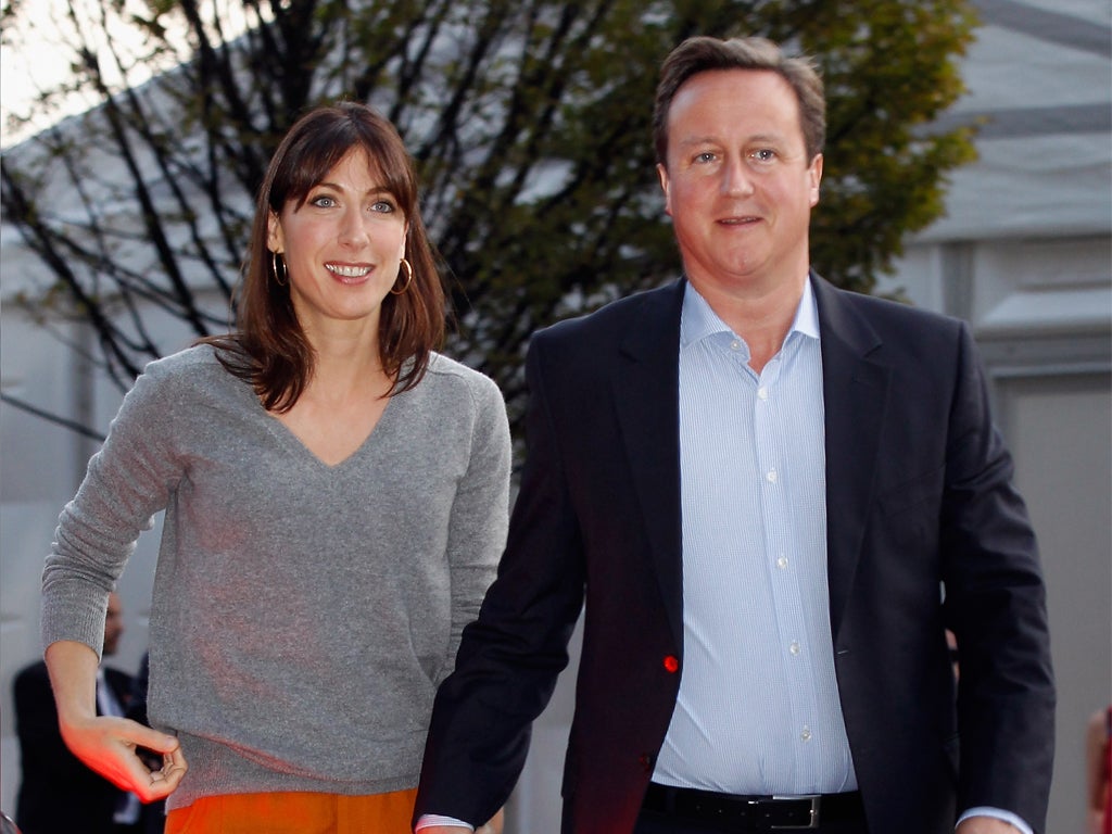 Samantha and David Cameron arrive at the party conference in 2011