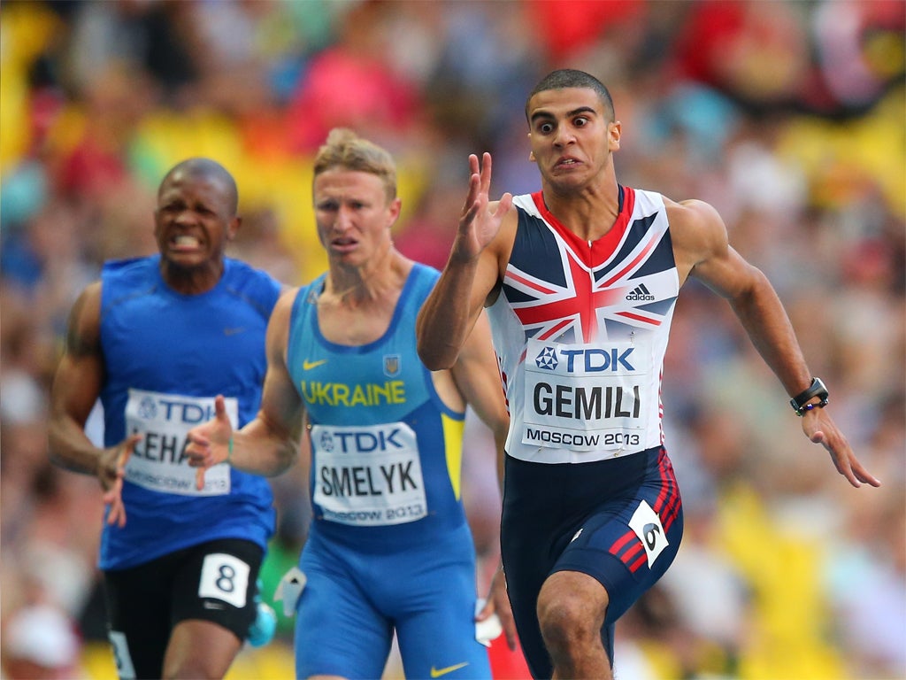 Adam Gemili on his way to a sub-20sec 200m yesterday